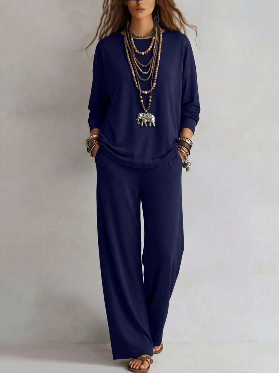 Damen Loungewear-Set mit weitem Bund und Oversize-Langarmshirt Nord Taschen