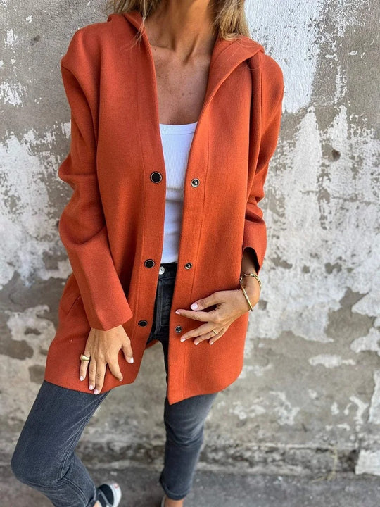 Damen Kapuzen‑Mantel mit Druckknöpfen und Oversize‑Silhouette Nord Taschen