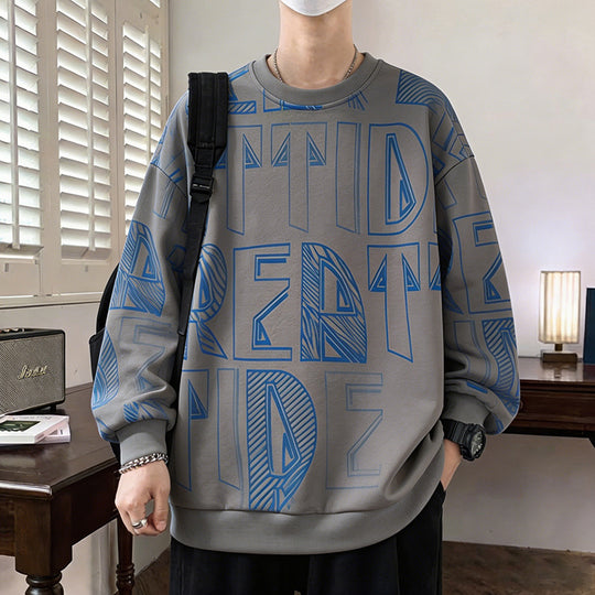 Herren Oversized-Sweatshirt mit großflächigem Lettering-Print und geripptem Saum Nord Taschen