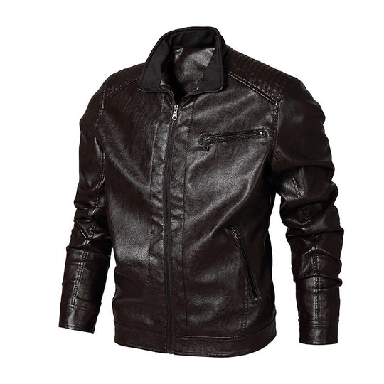 Herren schmal geschnittenes Kunstleder-Blouson mit hochschließendem Stehkragen und Schultersteppung Nord Taschen