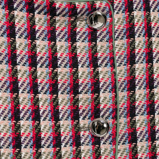 Damen Kurzblazer-Jacke im Bouclé-Tweed mit Stehkragen und Schulterpatten Nord Taschen