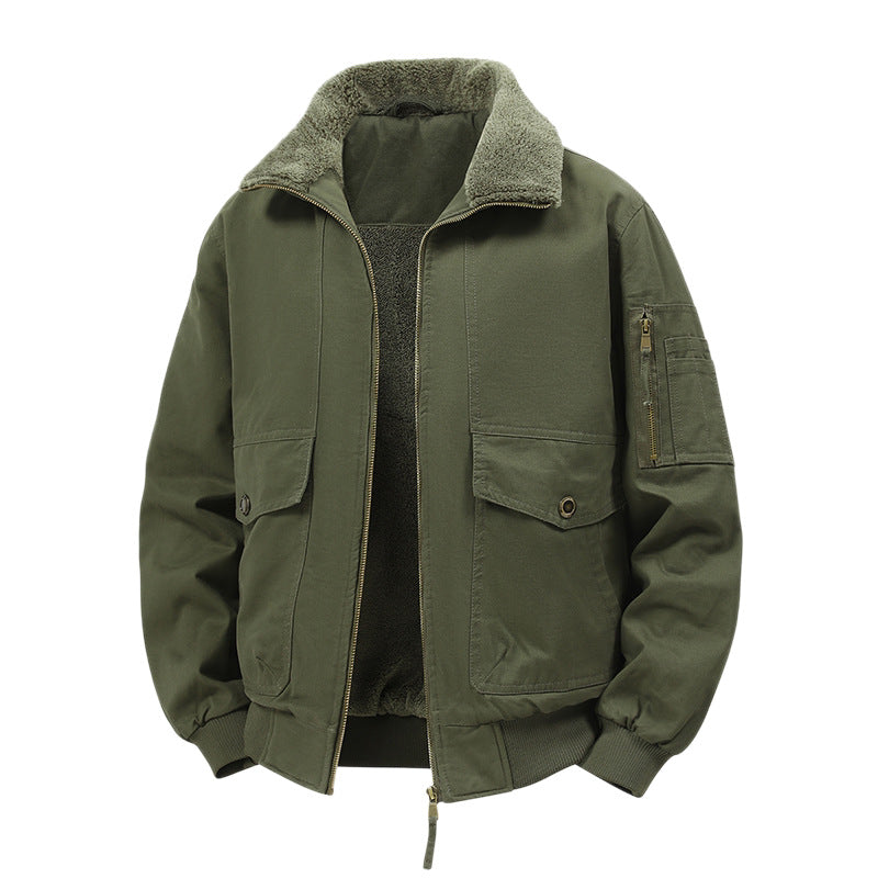 Herren Militärisch inspirierte Thermo-Bomberjacke mit Teddy‑Futter, Ärmeltasche und Druckknopf‑Klappentaschen Nord Taschen