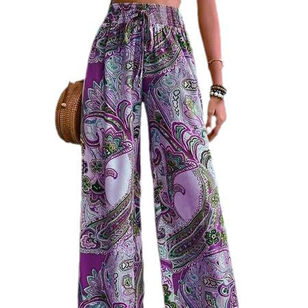 Damen Palazzo-Hose mit weitem Bein und Paisleymuster