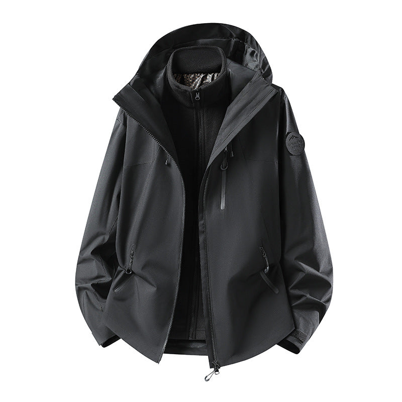 Herren Zweiteilige wasserdichte Outdoorjacke mit abnehmbarer Fleece‑Innenjacke und versiegelten Nähten Nord Taschen