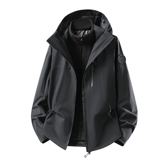 Herren Zweiteilige wasserdichte Outdoorjacke mit abnehmbarer Fleece‑Innenjacke und versiegelten Nähten Nord Taschen