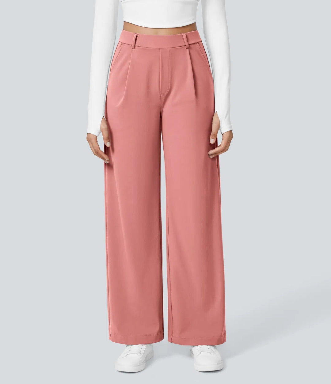 Damen Weite High‑Waist Palazzo‑Hose mit Bundfalten und Eingrifftaschen Nord Taschen