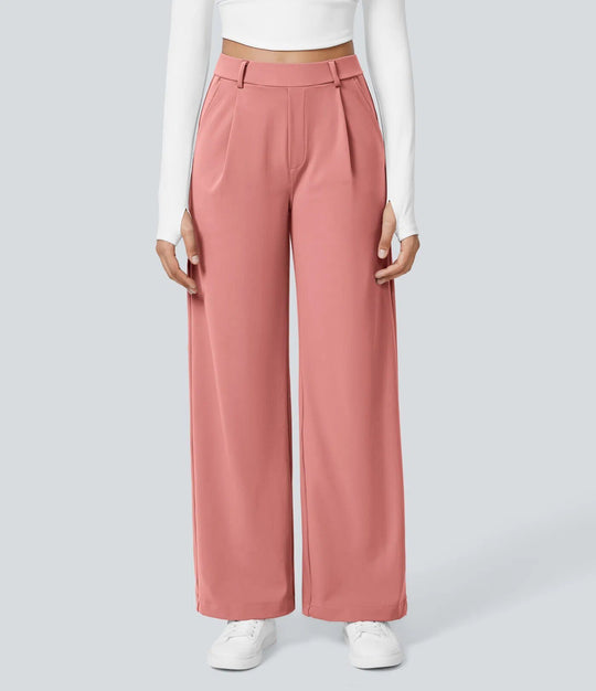 Damen Weite High‑Waist Palazzo‑Hose mit Bundfalten und Eingrifftaschen Nord Taschen