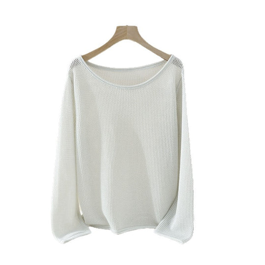 Damen Lockerer Feinstrick-Pullover mit U-Boot-Ausschnitt und Waffelstruktur Nord Taschen