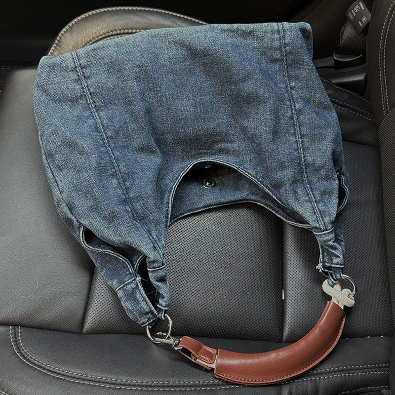 Damen Hobo-Tasche aus strapazierfähigem Denim mit luxuriösem Ledergriff Nord Taschen