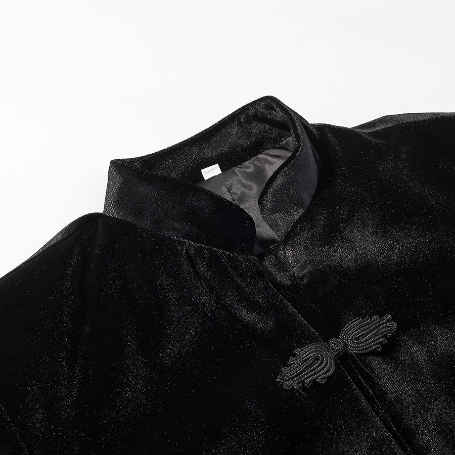 Damen Cropped Jacke im Mandarinstil mit Stehkragen und Zierknotenverschlüssen Nord Taschen