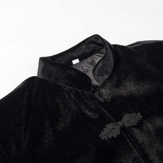 Damen Cropped Jacke im Mandarinstil mit Stehkragen und Zierknotenverschlüssen Nord Taschen