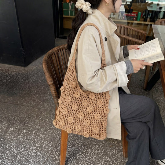 Damen gehäkelte Umhängetasche mit floralen Applikationen Nord Taschen