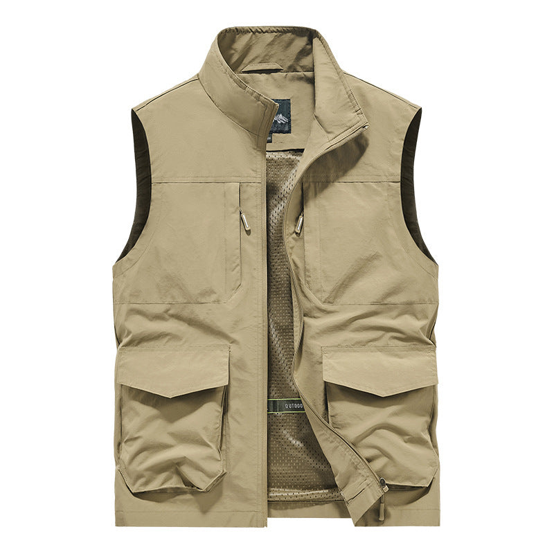 Herren Utility-Outdoorweste mit Multifachtaschen, Mesh-Futter & Stehkragen Nord Taschen