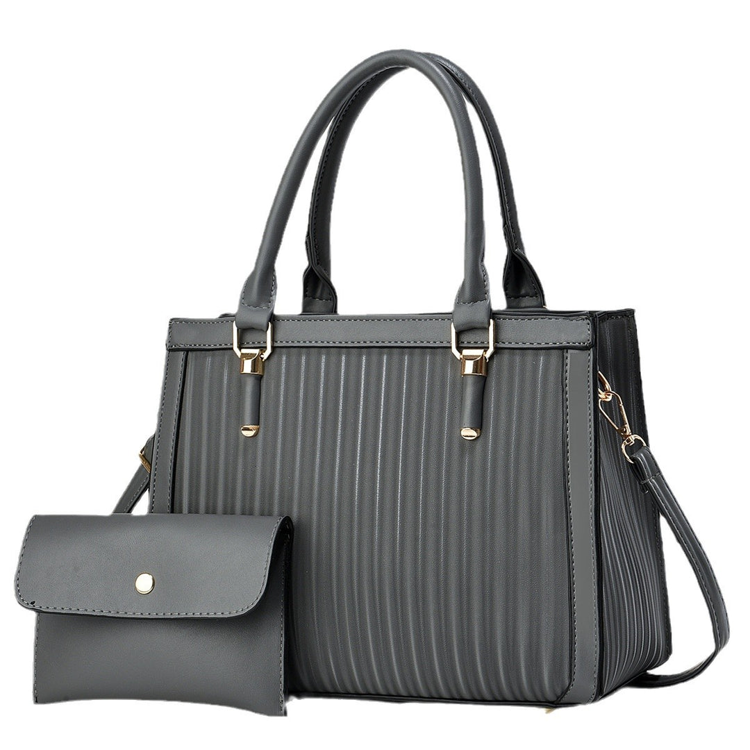 Damen elegante Handtasche mit Streifenstruktur und abnehmbarer Clutch Nord Taschen