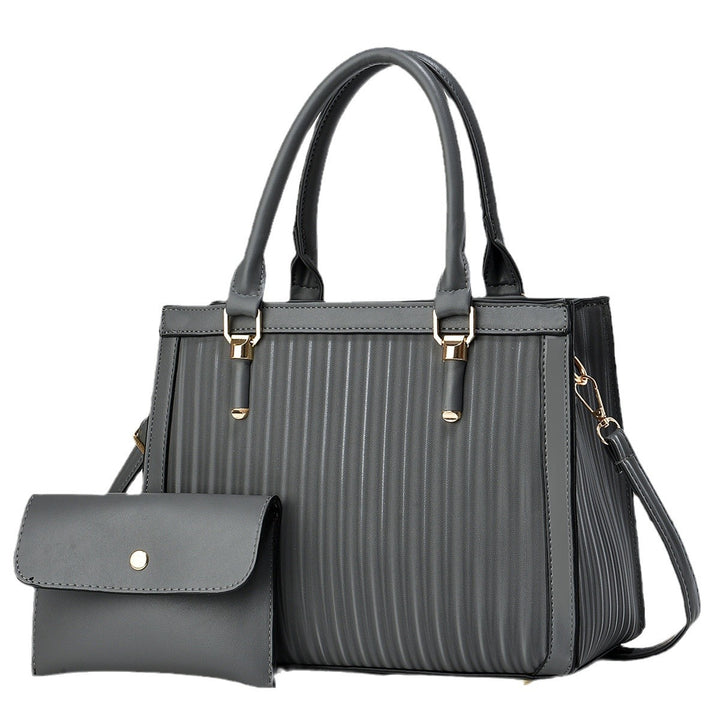 Damen elegante Handtasche mit Streifenstruktur und abnehmbarer Clutch Nord Taschen