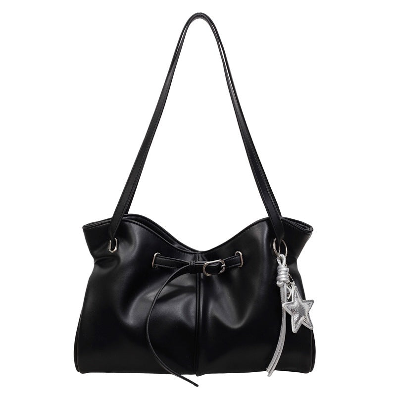 Damen modische Shopper Tasche mit elegantem Kordelzug und dekorativem Anhänger Nord Taschen