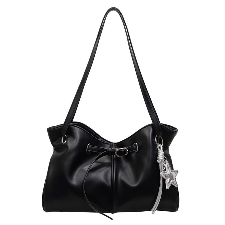 Damen modische Shopper Tasche mit elegantem Kordelzug und dekorativem Anhänger Nord Taschen