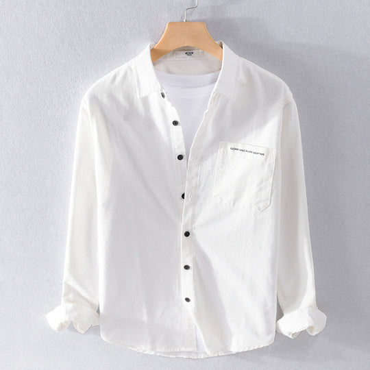 Herren Leichtes Baumwoll-Langarmhemd im Overshirt‑Stil mit Pattentasche und kontrastreichen Knöpfen Nord Taschen