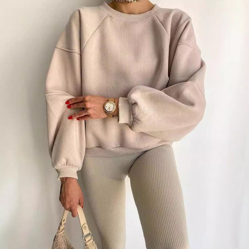 Damen Komfort-Loungewear Kombination Oversize-Sweatshirt mit High-Waist Biker-Shorts Nord Taschen