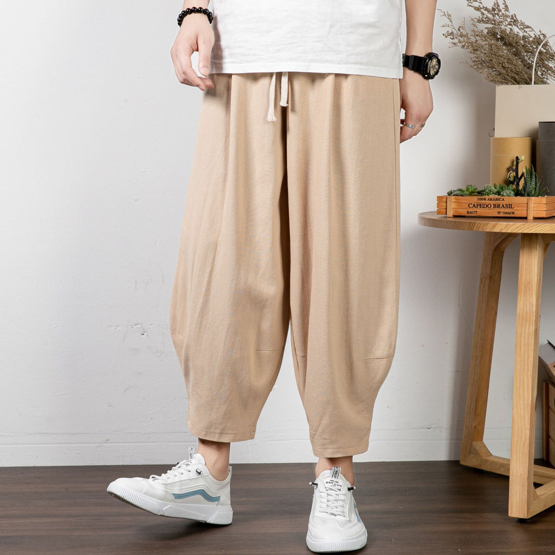 Herren Lässige Palazzo-Hose mit Kordelzug und konischem Knöchelabschluss Nord Taschen