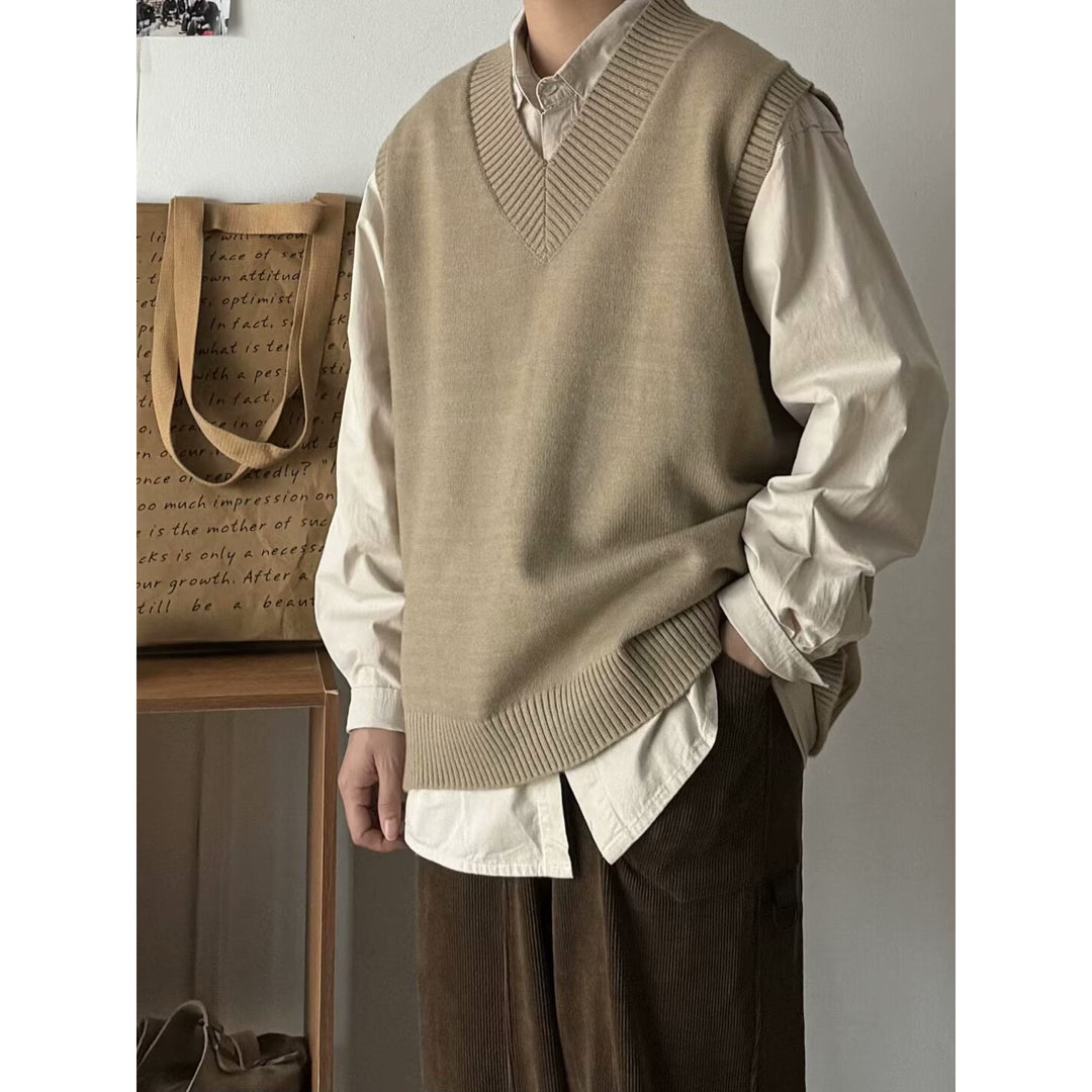 Herren Modischer Grobstrickpullover ohne Ärmel Nord Taschen