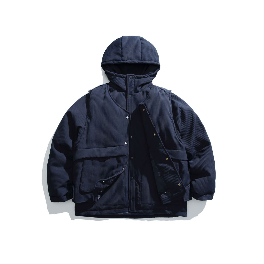 Herren Steppjacke mit Kapuze und geripptem Strukturstoff Nord Taschen