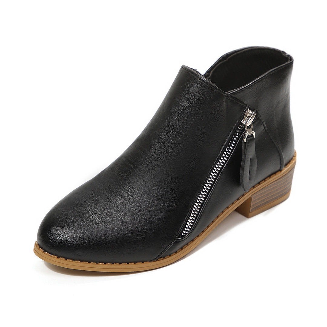 Damen Kurzschaftstiefelette mit seitlichem Reißverschluss und niedrigem Blockabsatz Nord Taschen