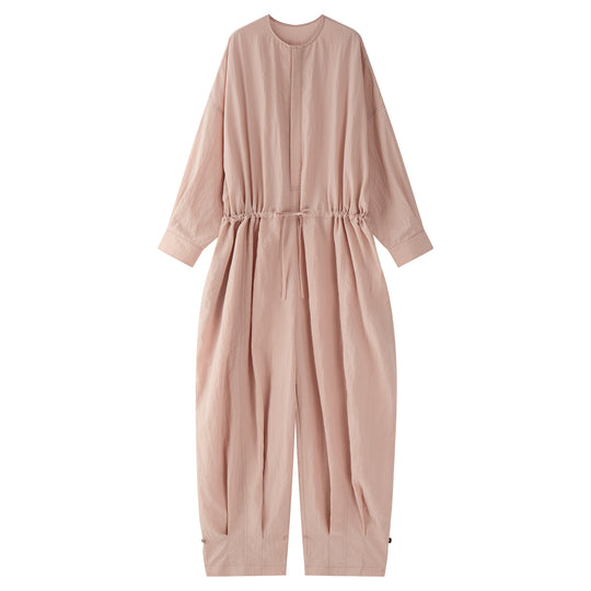 Damen Weites Baumwoll‑Mix Jumpsuit mit Tunnelzug und Ballonärmeln Nord Taschen