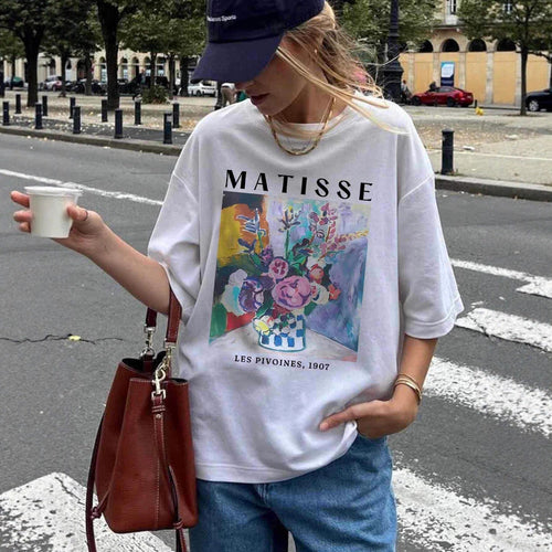 Damen T-Shirt mit künstlerischem Grafikdruck und lässigem Schnitt Nord Taschen