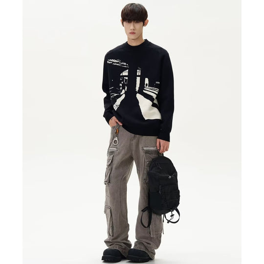 Herren Modischer Pullover mit grafischem Design Nord Taschen