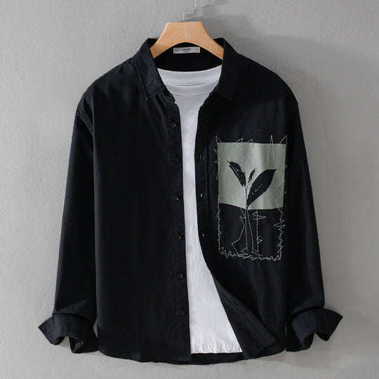 Herren Overshirt-Hemd mit Print-Patch und integriertem T-Shirt Nord Taschen
