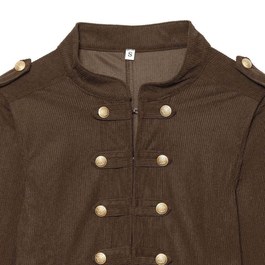 Damen Cropped Militärjacke mit Stehkragen, Epauletten und Zierknopfleiste Nord Taschen