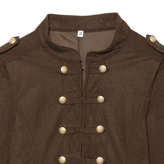 Damen Cropped Militärjacke mit Stehkragen, Epauletten und Zierknopfleiste Nord Taschen