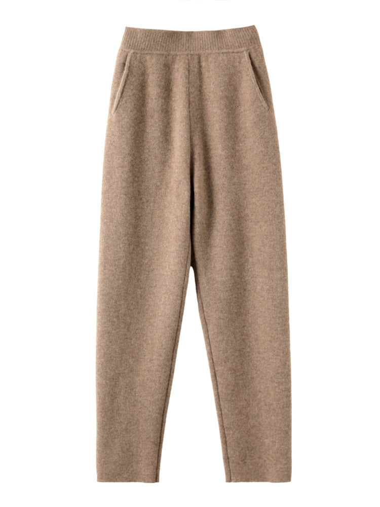 Damen Hochtaillierte Strickhose mit kaschmirähnlicher Haptik und schmal zulaufendem Bein Nord Taschen