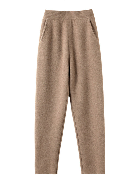Damen Hochtaillierte Strickhose mit kaschmirähnlicher Haptik und schmal zulaufendem Bein Nord Taschen