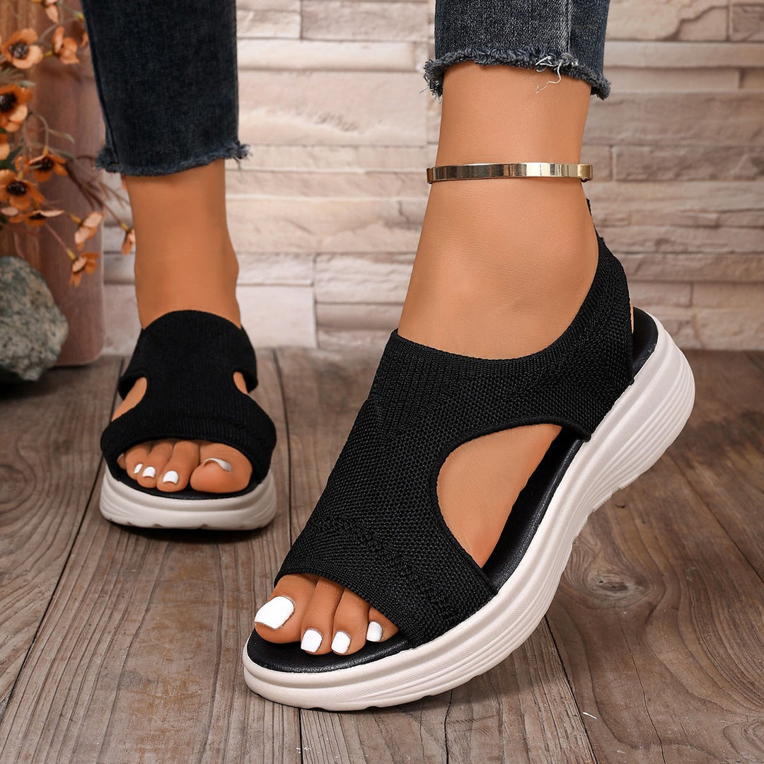 Damen Komfortable Keilsandalen mit atmungsaktiver Obermaterialstruktur und flexiblem Fußbett