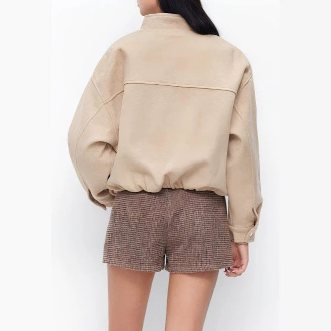Damen Modische Fleecejacke mit Stehkragen Nord Taschen