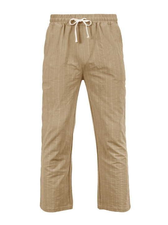 Herren Entspannte Pinstripe-Freizeithose mit elastischem Bund und Kordel Nord Taschen