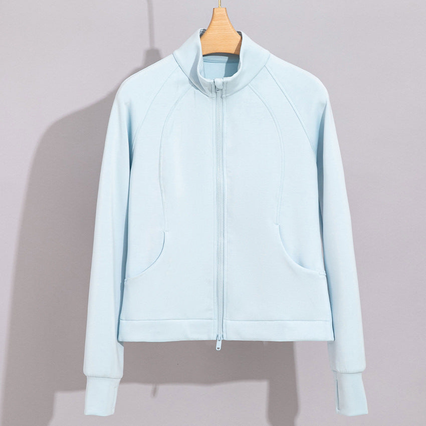 Damen Performance-Trainingsjacke mit Stehkragen und Daumenloch Nord Taschen