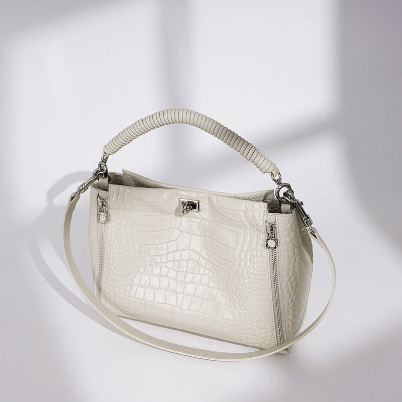 Damen Handtasche mit strukturiertem Krokodilleder und abnehmbaren Schulterriemen Nord Taschen
