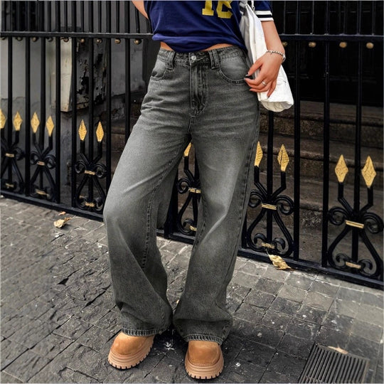 Damen High-Waist Weite Denim‑Hose mit Palazzo‑Schnitt Nord Taschen