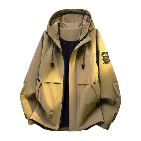 Herren Wattierte Kapuzen-Utility-Jacke mit abnehmbarem Innenfutter & hohem Stehkragen Nord Taschen