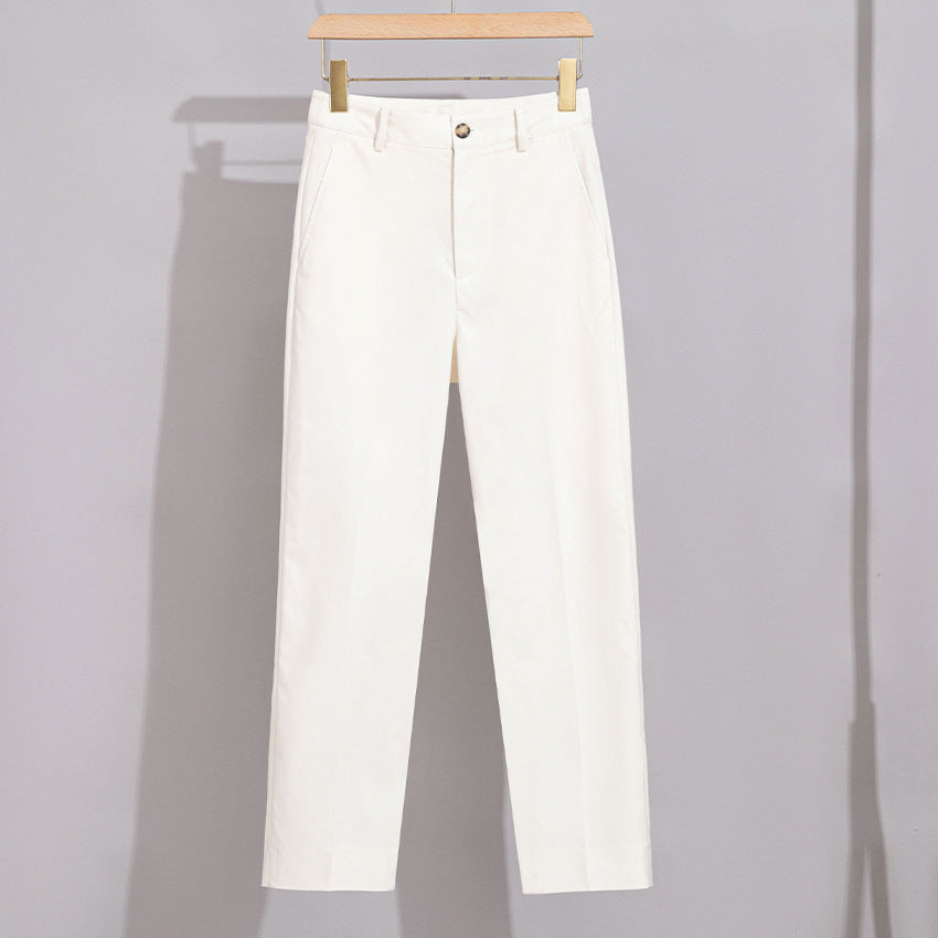 Damen Hochtaillierte gerade geschnittene Chino-Hose mit Bügelfalte Nord Taschen