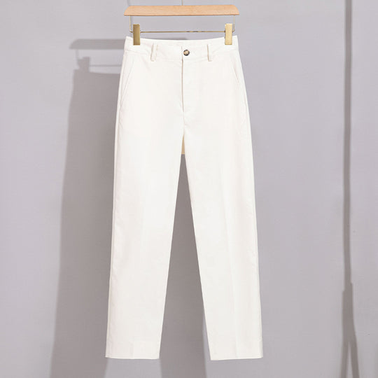 Damen Hochtaillierte gerade geschnittene Chino-Hose mit Bügelfalte Nord Taschen