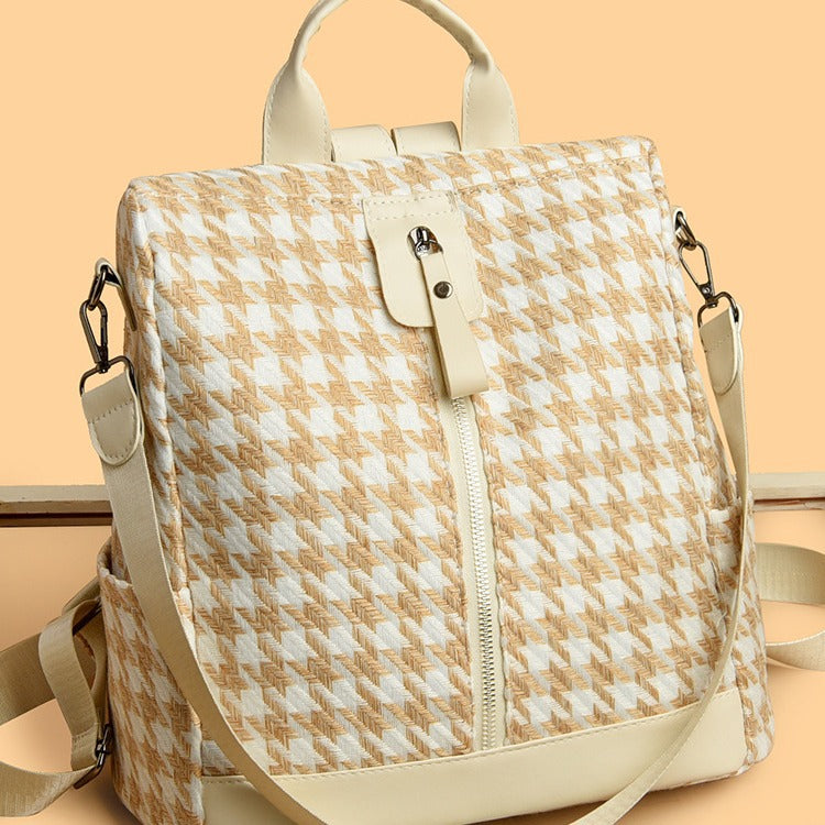 Damen Rucksacktasche mit stilvollem Hahnentrittmuster Nord Taschen