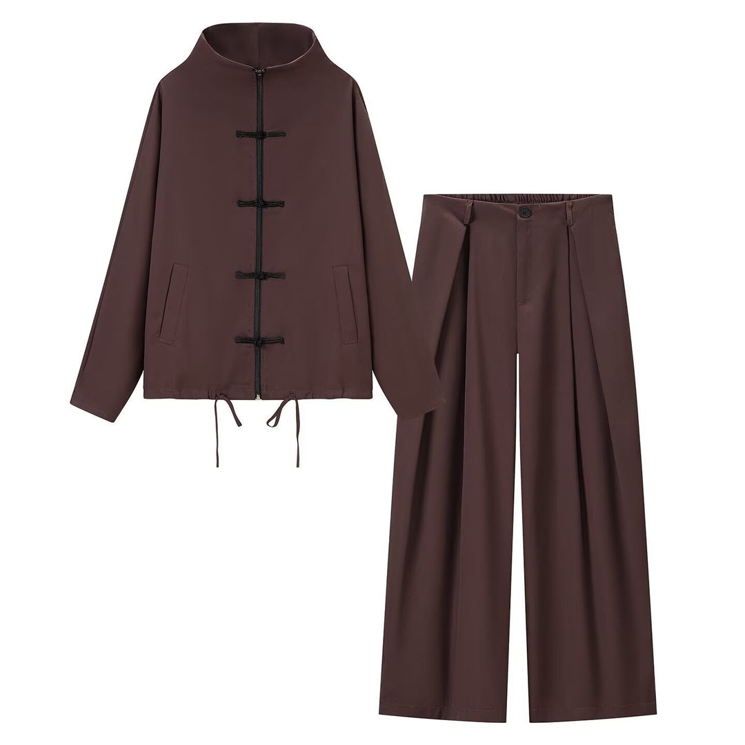 Damen leichte Boxy-Jacke mit Stehkragen, Zipper-Front, Kordelzug und dekorativen Knotenverschlüssen Nord Taschen