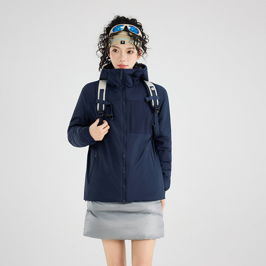 Damen Isolierte Outdoor-Steppjacke mit Kapuze, Brustpasse und elastischen Bündchen Nord Taschen