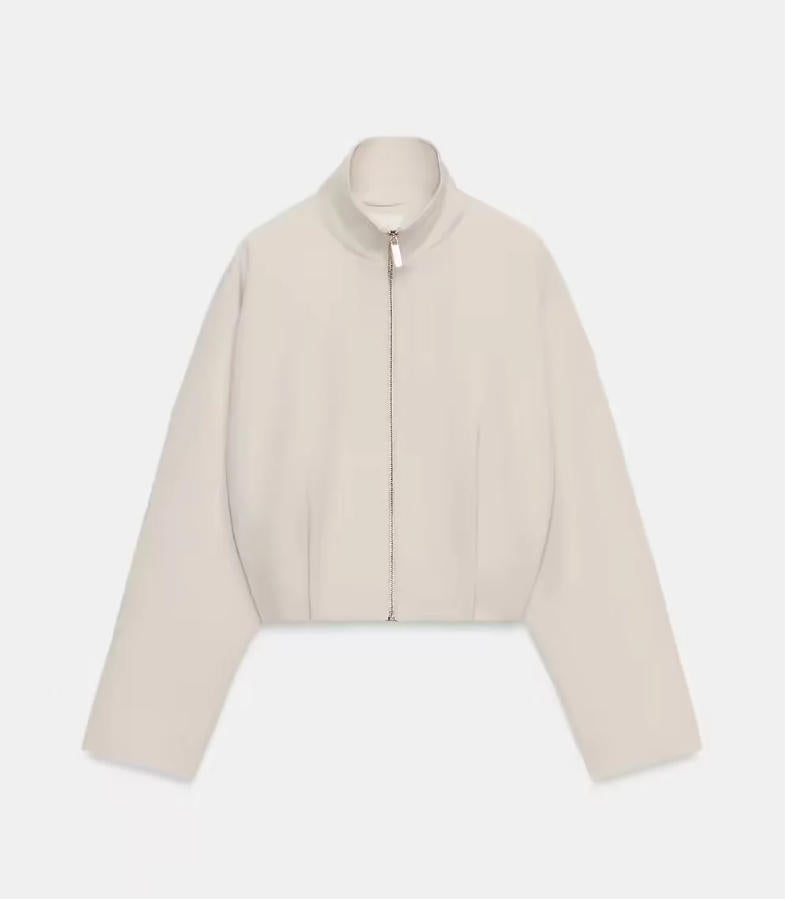 Damen Cropped schmal taillierte Blousonjacke mit Stehkragen und cleanem Schnitt Nord Taschen