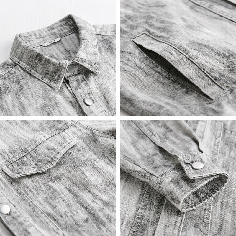 Herren Jeansjacke im Acid‑Wash Look mit Oversize‑Schnitt Nord Taschen