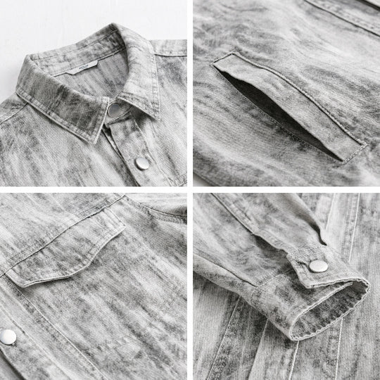 Herren Jeansjacke im Acid‑Wash Look mit Oversize‑Schnitt Nord Taschen